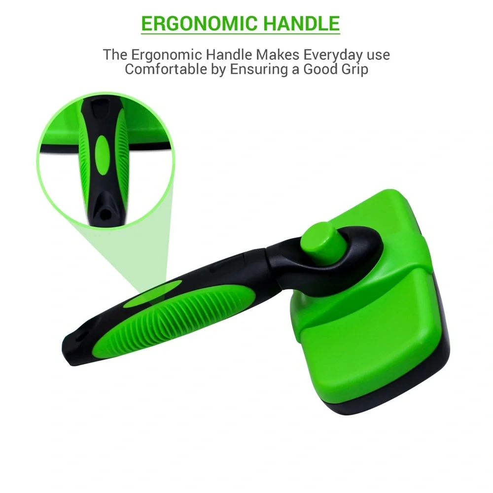 Tminnov Self Cleaning Green Slicker Dog And Cat Brush For Shedding
